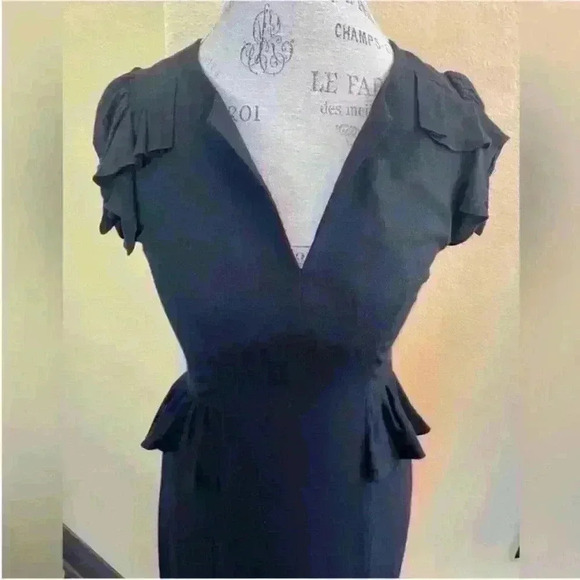 Rebecca Taylor “Daria” Peplum Style Black Dress Size 6 - Picture 5 of 11